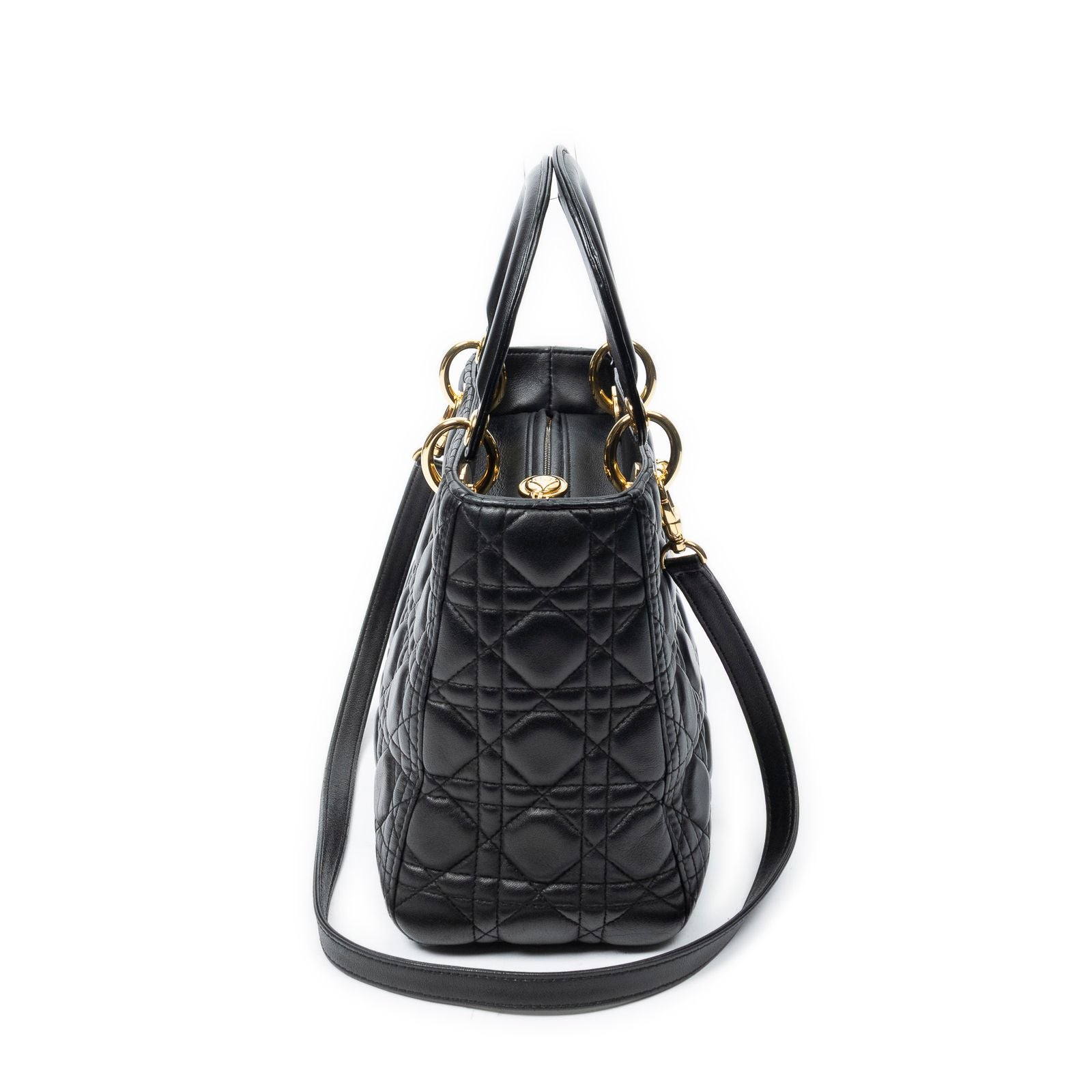 Dior Lady Dior Zip Black Canada Lambskin Leather Handbag — view 4