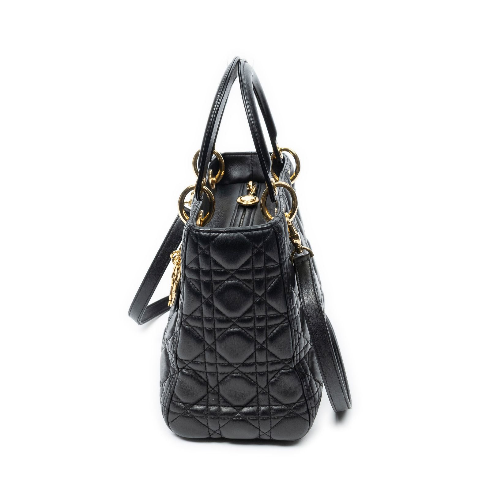 Dior Lady Dior Zip Black Canada Lambskin Leather Handbag — view 3