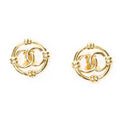 Chanel CC Logo Round Clip Type Earrings Gold Plated