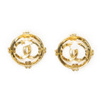 Chanel CC Logo Round Clip Type Earrings Gold Plated — view 3