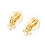 Chanel CC Mother of Pearl Dangle Clip on Earrings Gold Plated — view 2