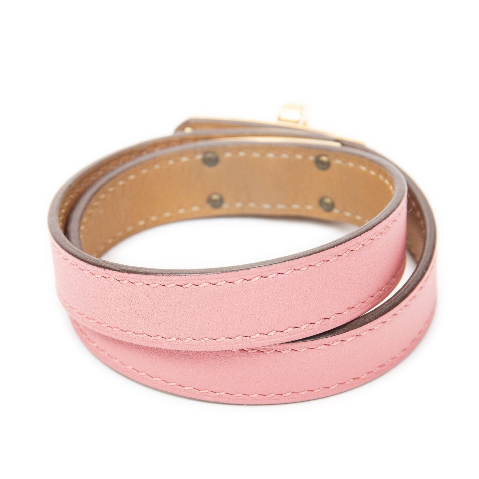 Hermes Kelly Double Tour Bracelet Pink Swift Leather — view 2