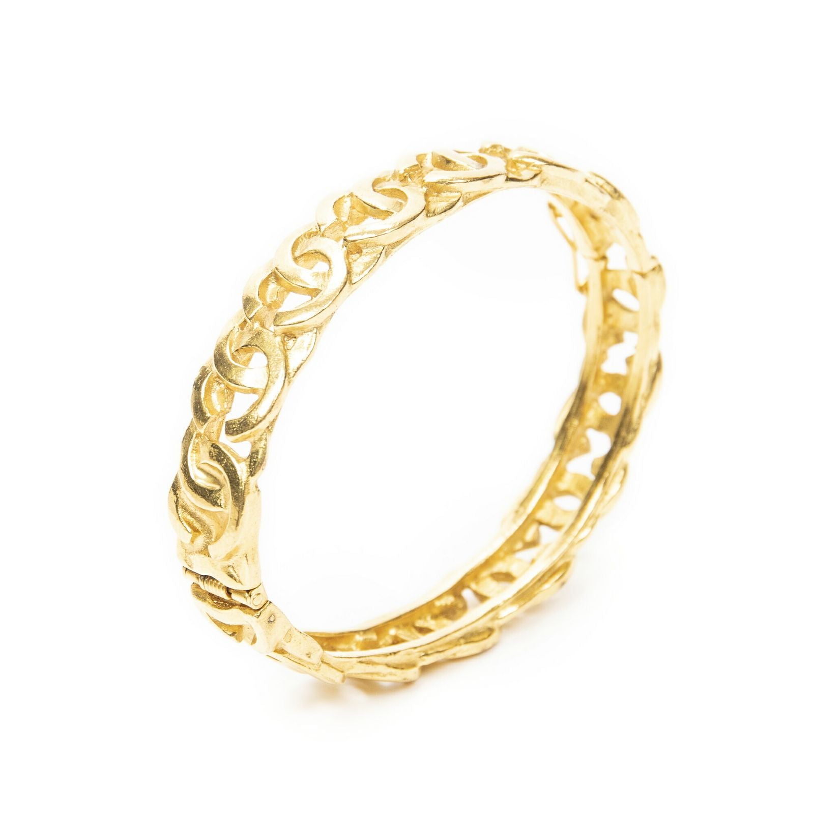 Chanel CC Logo Bangle Gold Plated Bracelet