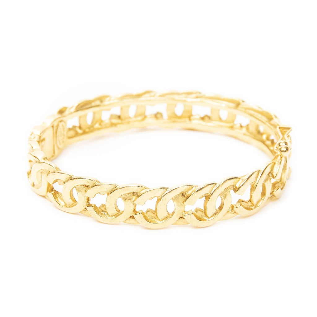 Chanel CC Logo Bangle Gold Plated Bracelet — view 2