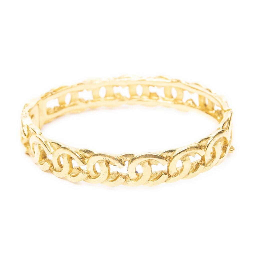 Chanel CC Logo Bangle Gold Plated Bracelet — view 3