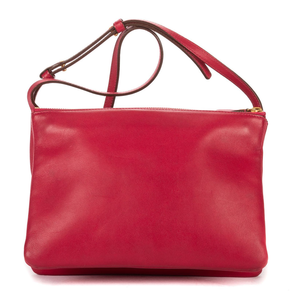 Celine Large Trio Crossbody Red Lambskin Leather — view 5