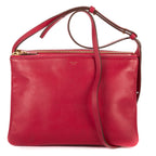 Celine Large Trio Crossbody Red Lambskin Leather