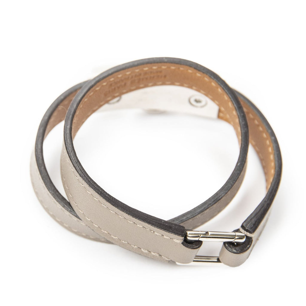 Hermes Rivale Double Tour Bracelet Gray Swift Leather — view 2