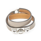 Hermes Rivale Double Tour Bracelet Gray Swift Leather