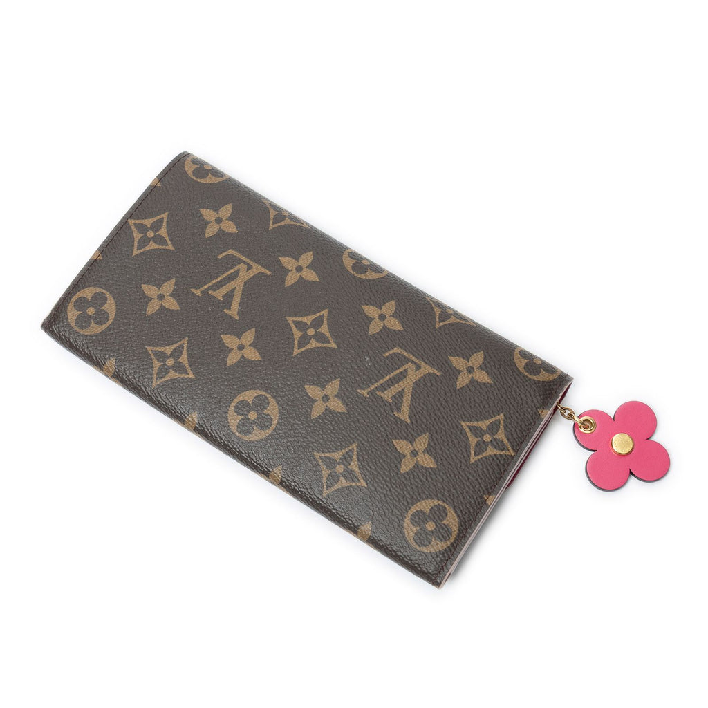 Louis Vuitton Emilie Wallet Brown Fuchsia Monogram Blooma — view 2