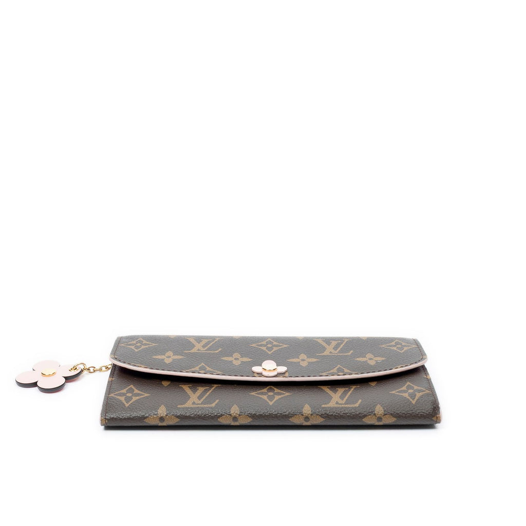 Louis Vuitton Emilie Wallet Brown Fuchsia Monogram Blooma — view 3