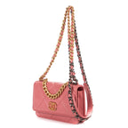 Chanel Chain Wallet Pink Quilted Caviar Leather Shoulder — view 2
