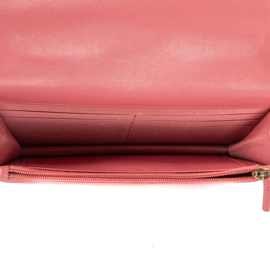Chanel Chain Wallet Pink Quilted Caviar Leather Shoulder — view 9