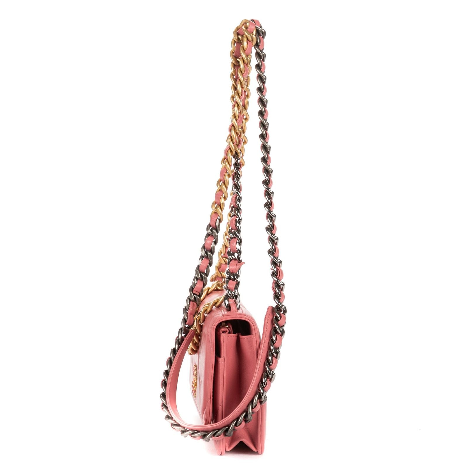 Chanel Chain Wallet Pink Quilted Caviar Leather Shoulder — view 3