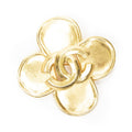 Chanel CC Clover Brooch Gold Plated