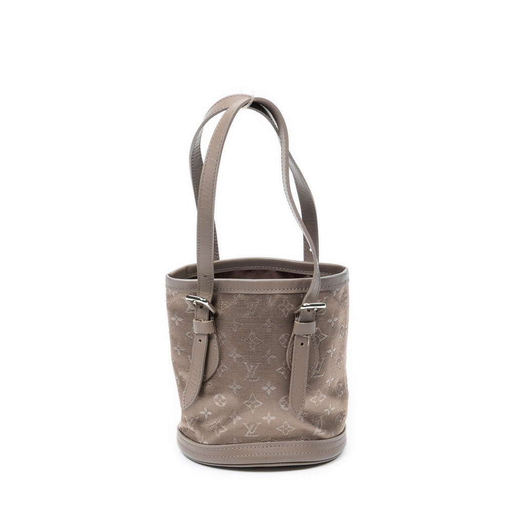 Louis Vuitton Micro Mini Bucket Taupe Monogram Satin — view 5