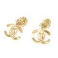 Chanel CC Logo Round Clip Type Earrings Gold Plated