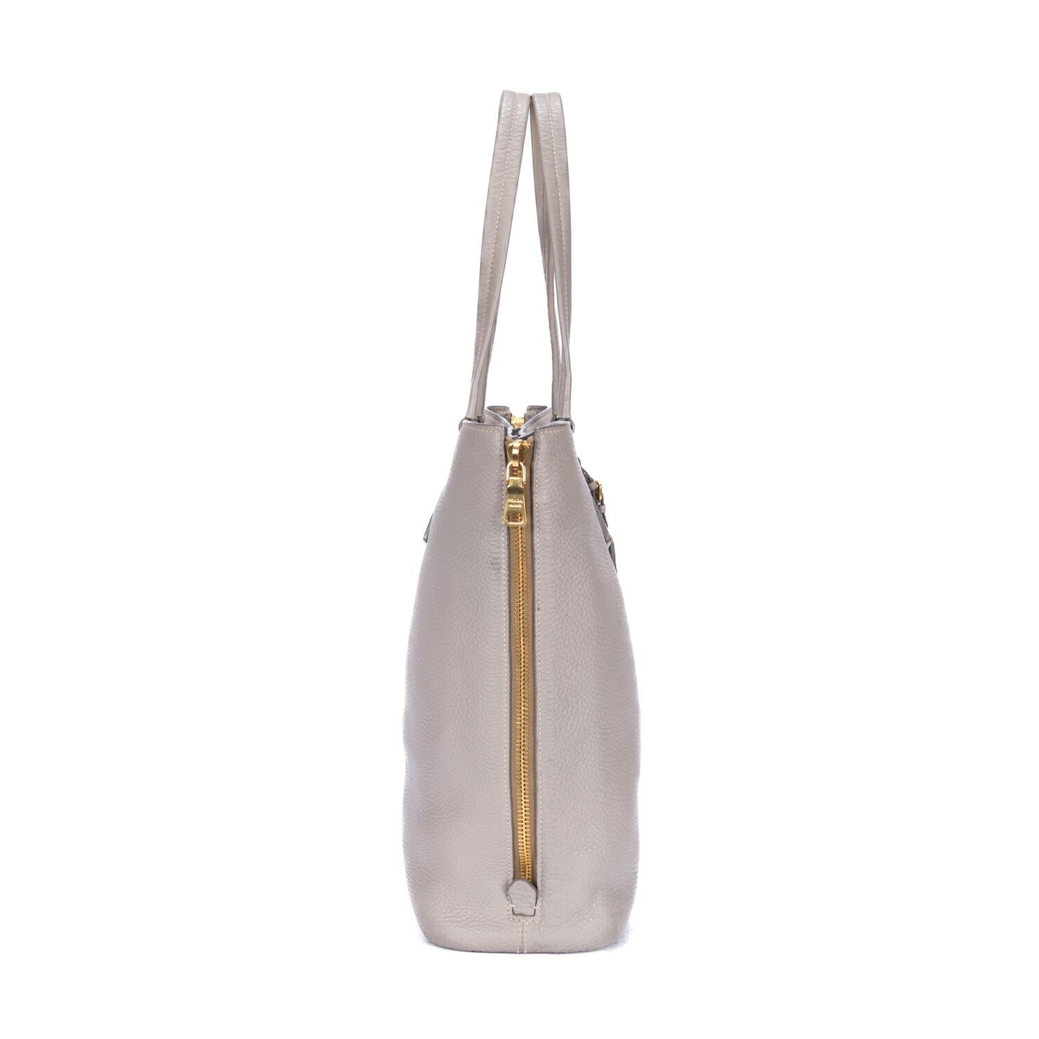 Prada Side Zip Tote Gray Vitello Dyno — view 4