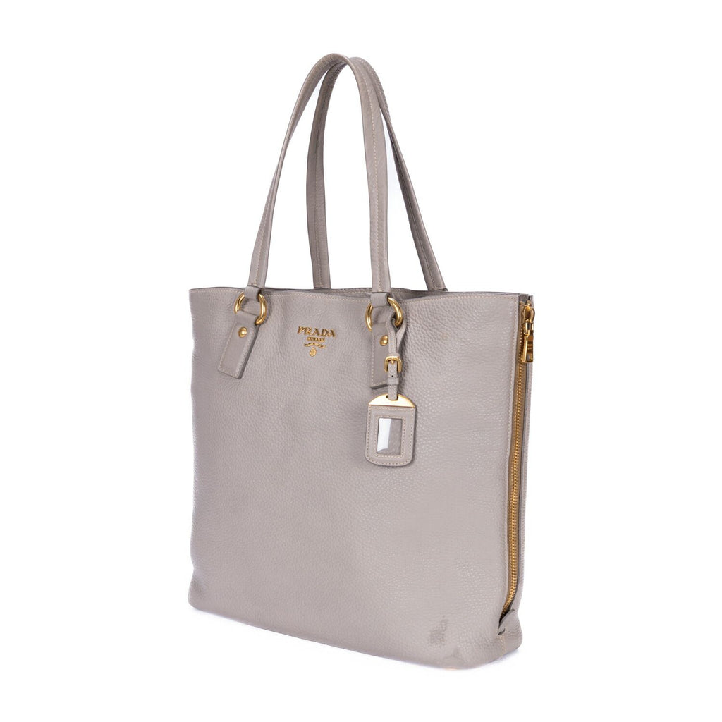 Prada Side Zip Tote Gray Vitello Dyno — view 2