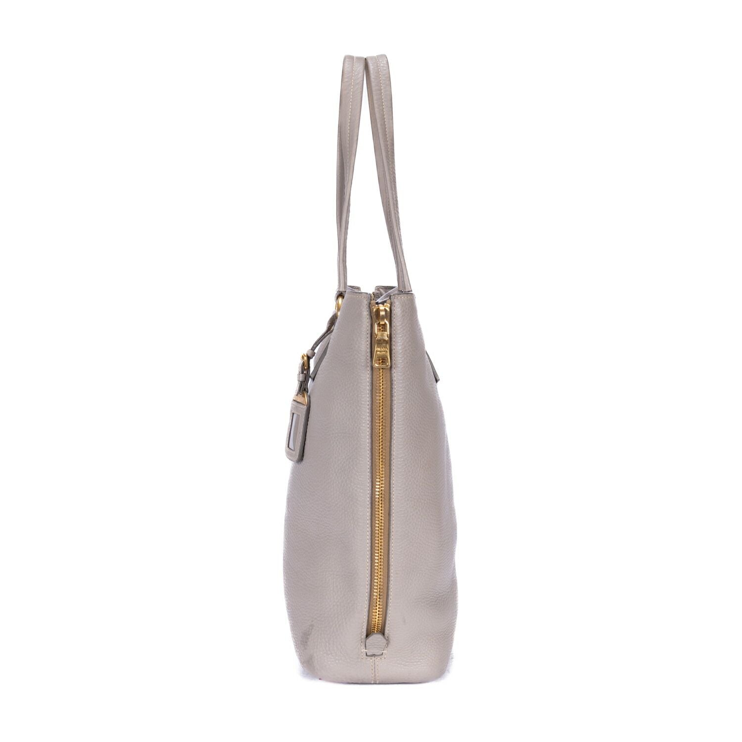 Prada Side Zip Tote Gray Vitello Dyno — view 3