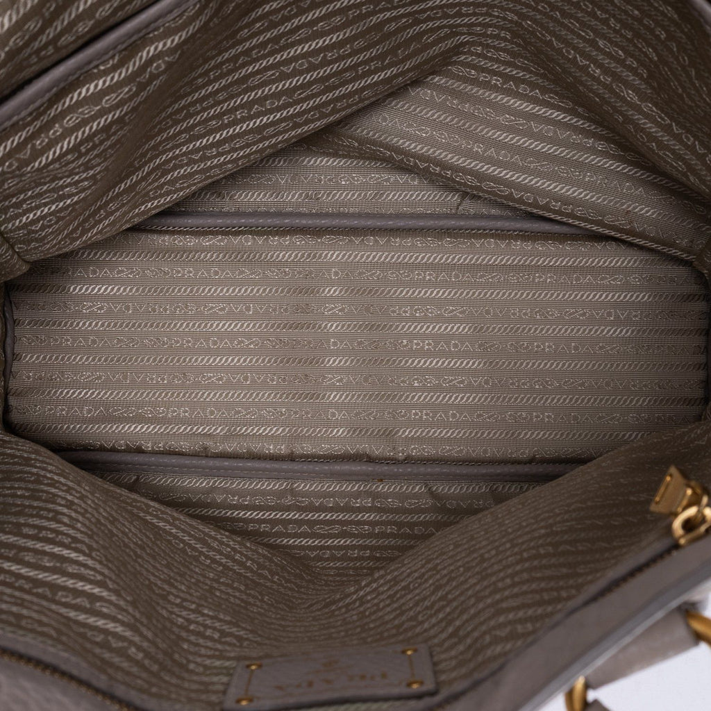 Prada Side Zip Tote Gray Vitello Dyno — view 9