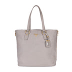 Prada Side Zip Tote Gray Vitello Dyno