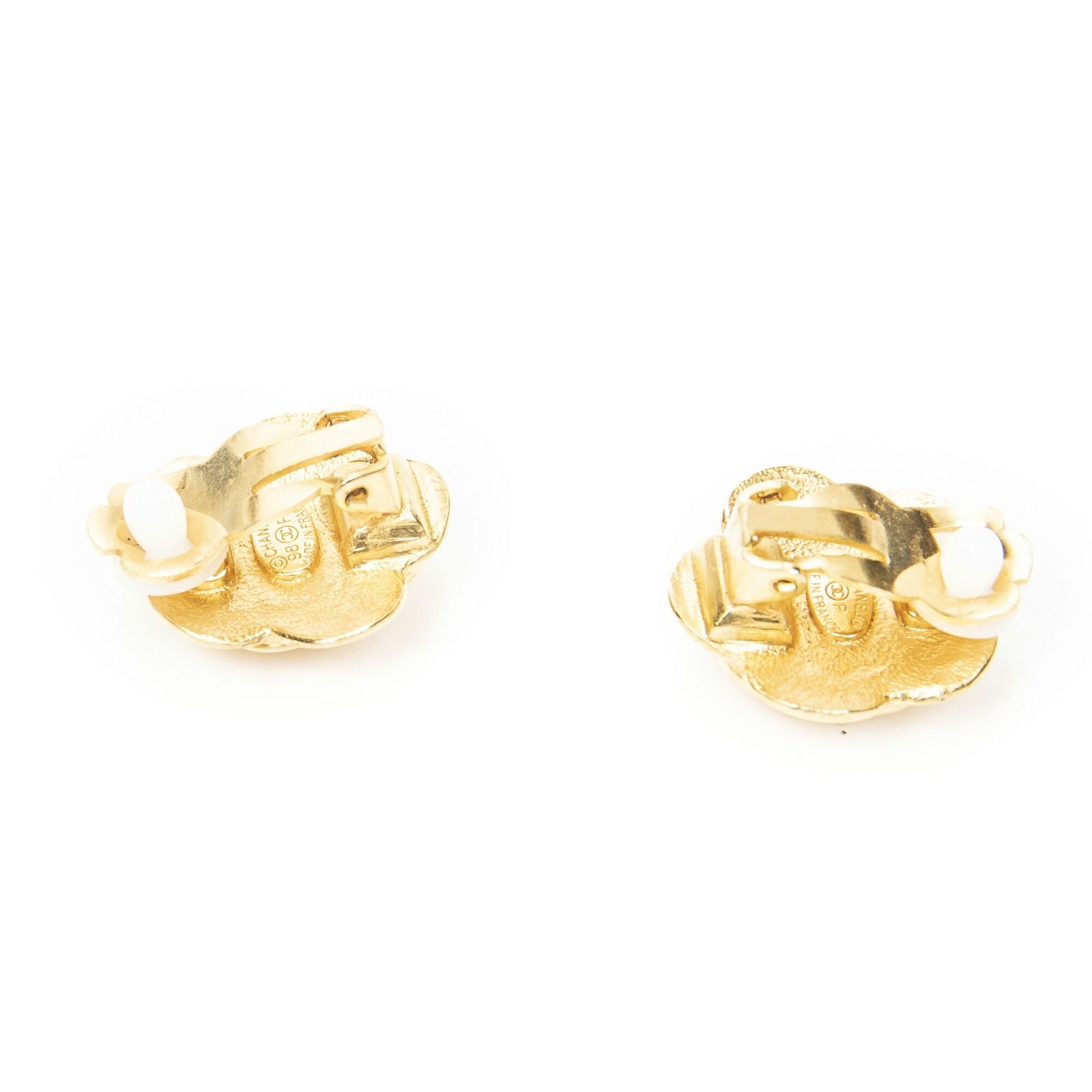 Chanel CC Camellia Clip on Earrings Gold Plated — view 2
