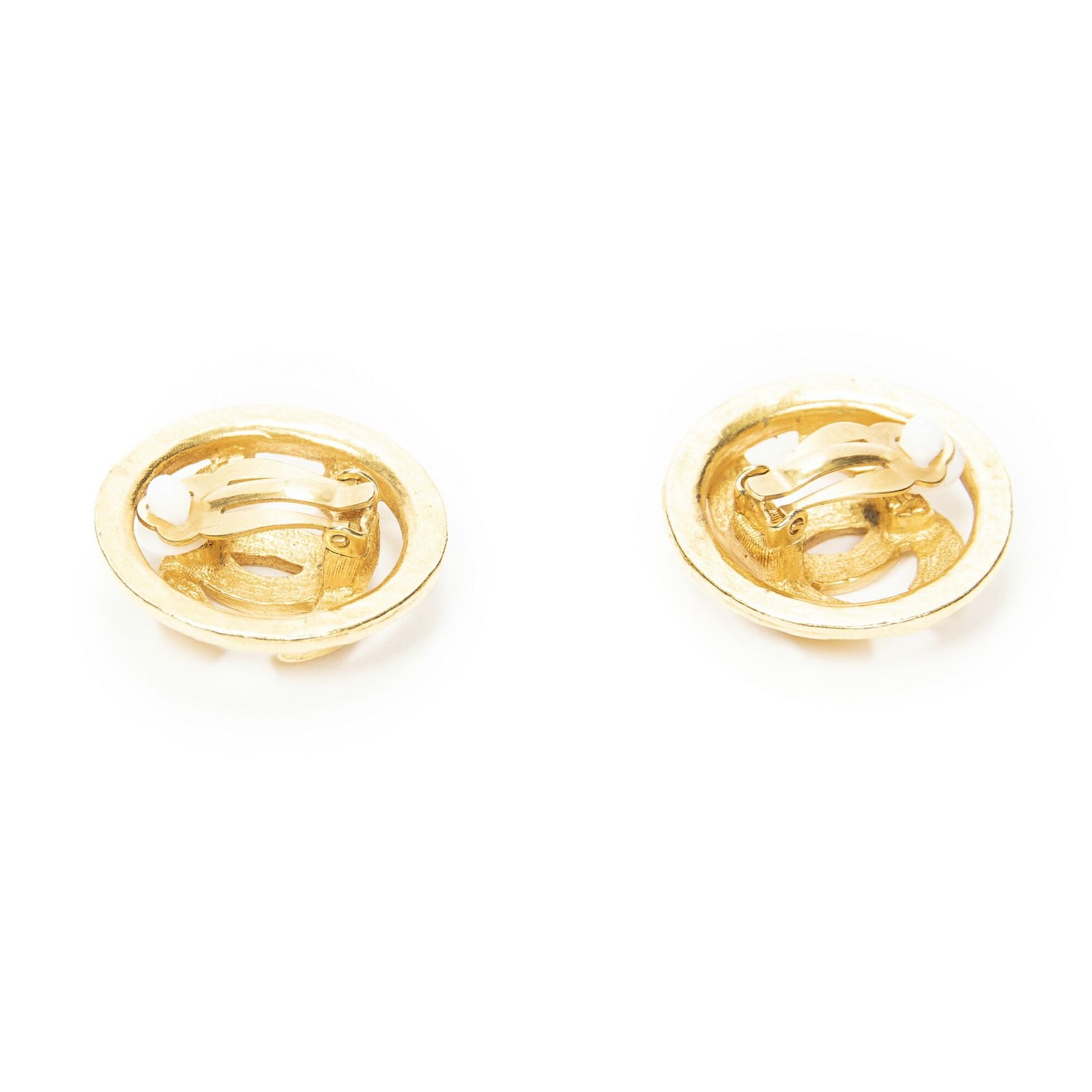 Chanel CC Logo Round Clip Type Earrings Gold Plated — view 2