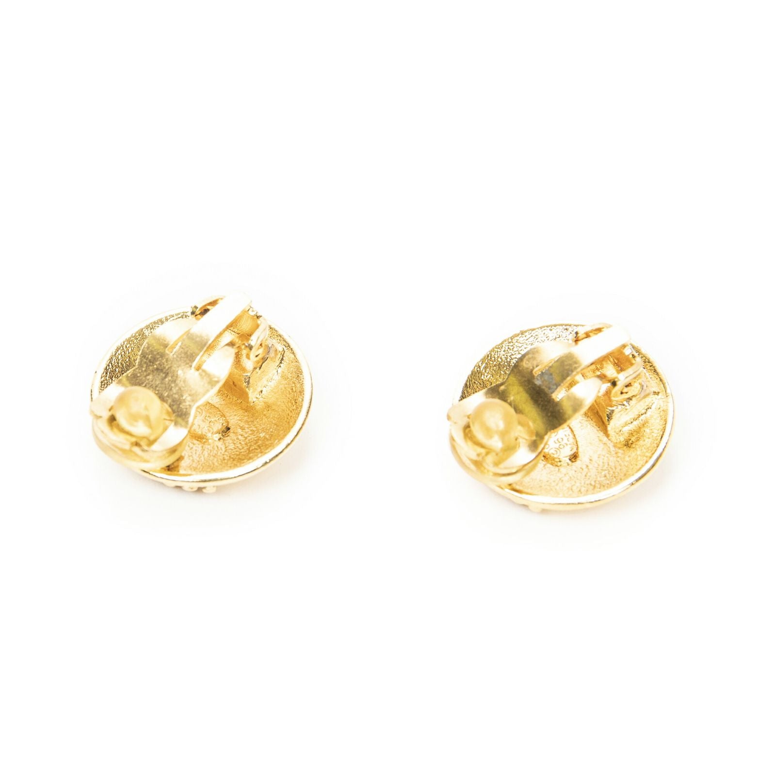 Chanel CC Logo Round Clip Type Earrings Gold Plated — view 2
