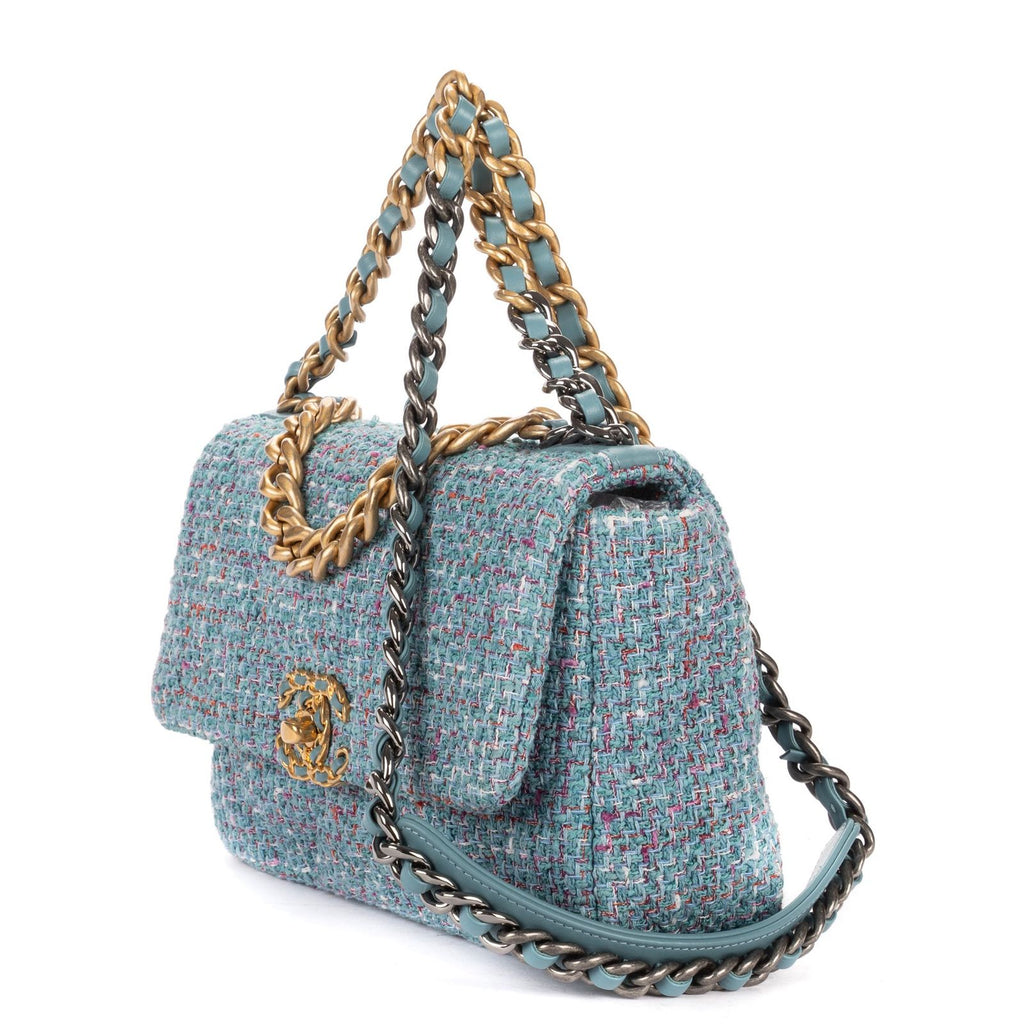 Chanel Flap Bag Blue Quilted Tweed — view 2