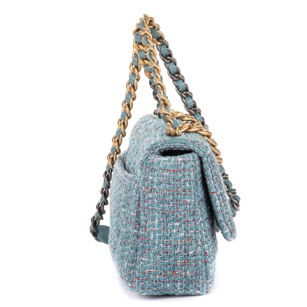 Chanel Flap Bag Blue Quilted Tweed — view 4