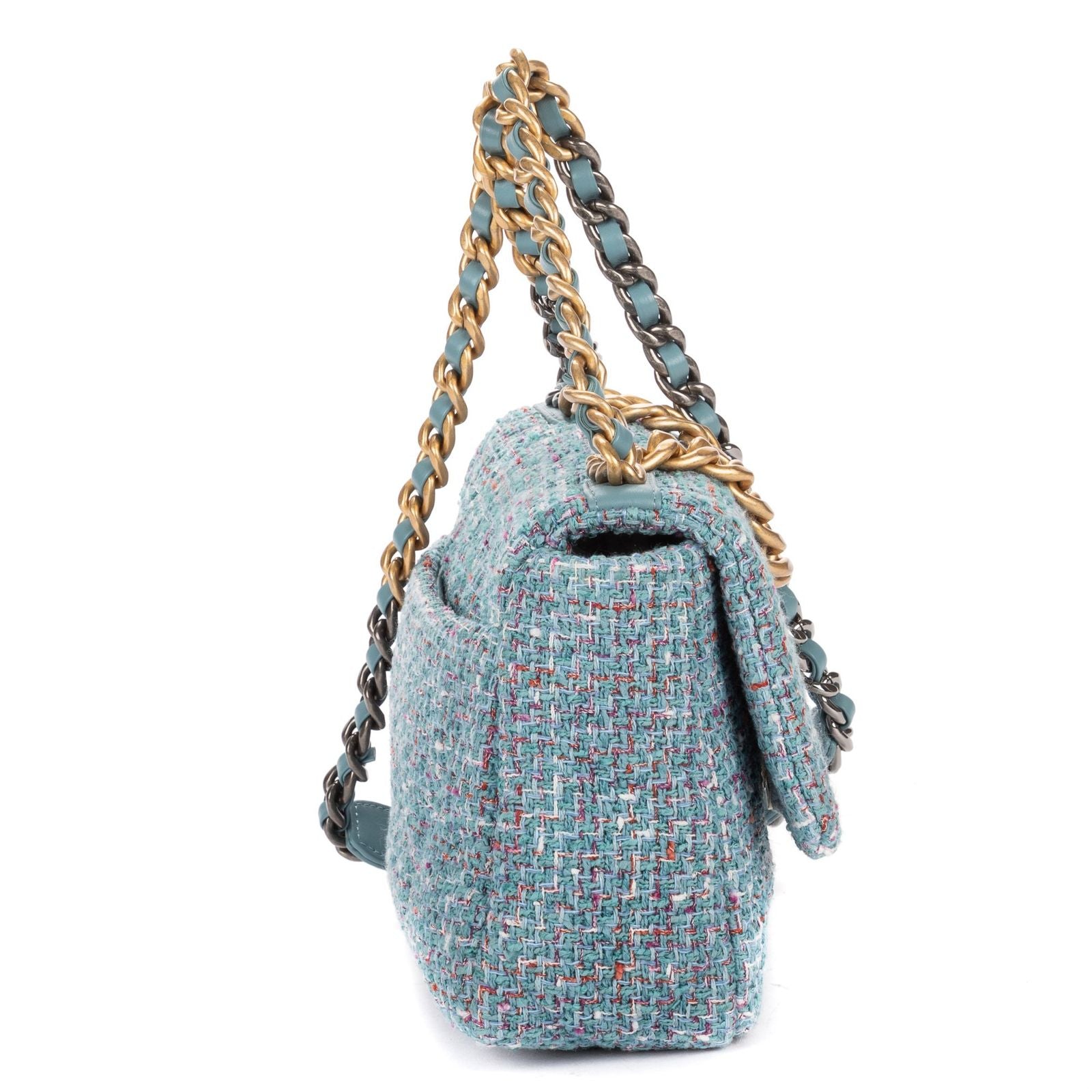 Chanel Flap Bag Blue Quilted Tweed — view 4