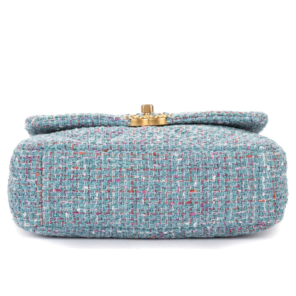 Chanel Flap Bag Blue Quilted Tweed — view 6