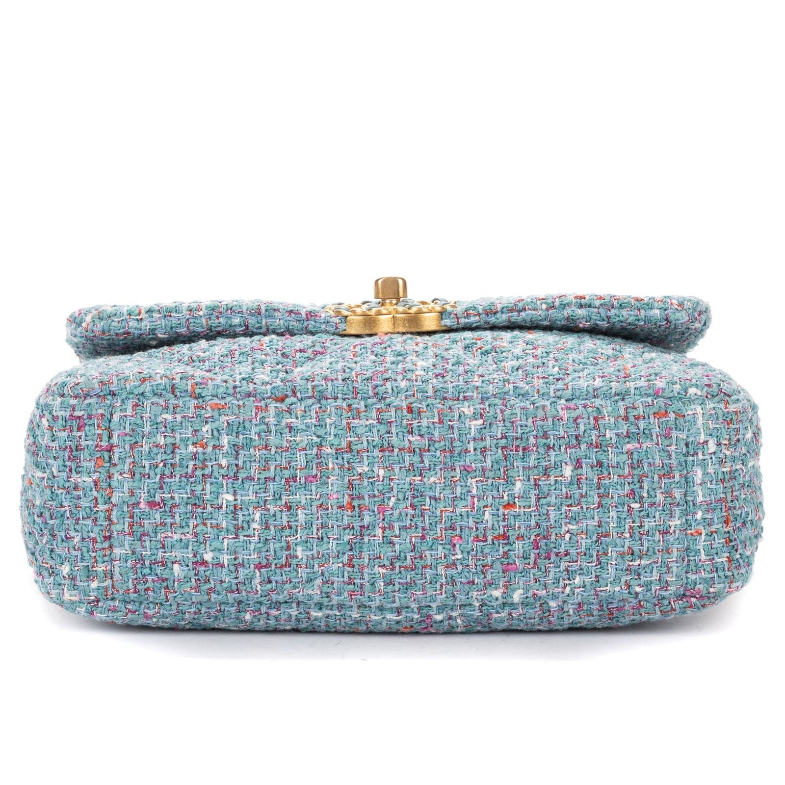 Chanel Flap Bag Blue Quilted Tweed — view 6