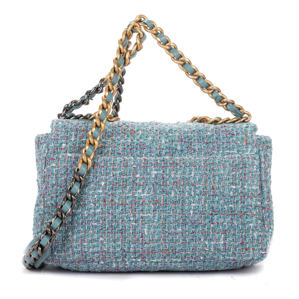 Chanel Flap Bag Blue Quilted Tweed — view 5