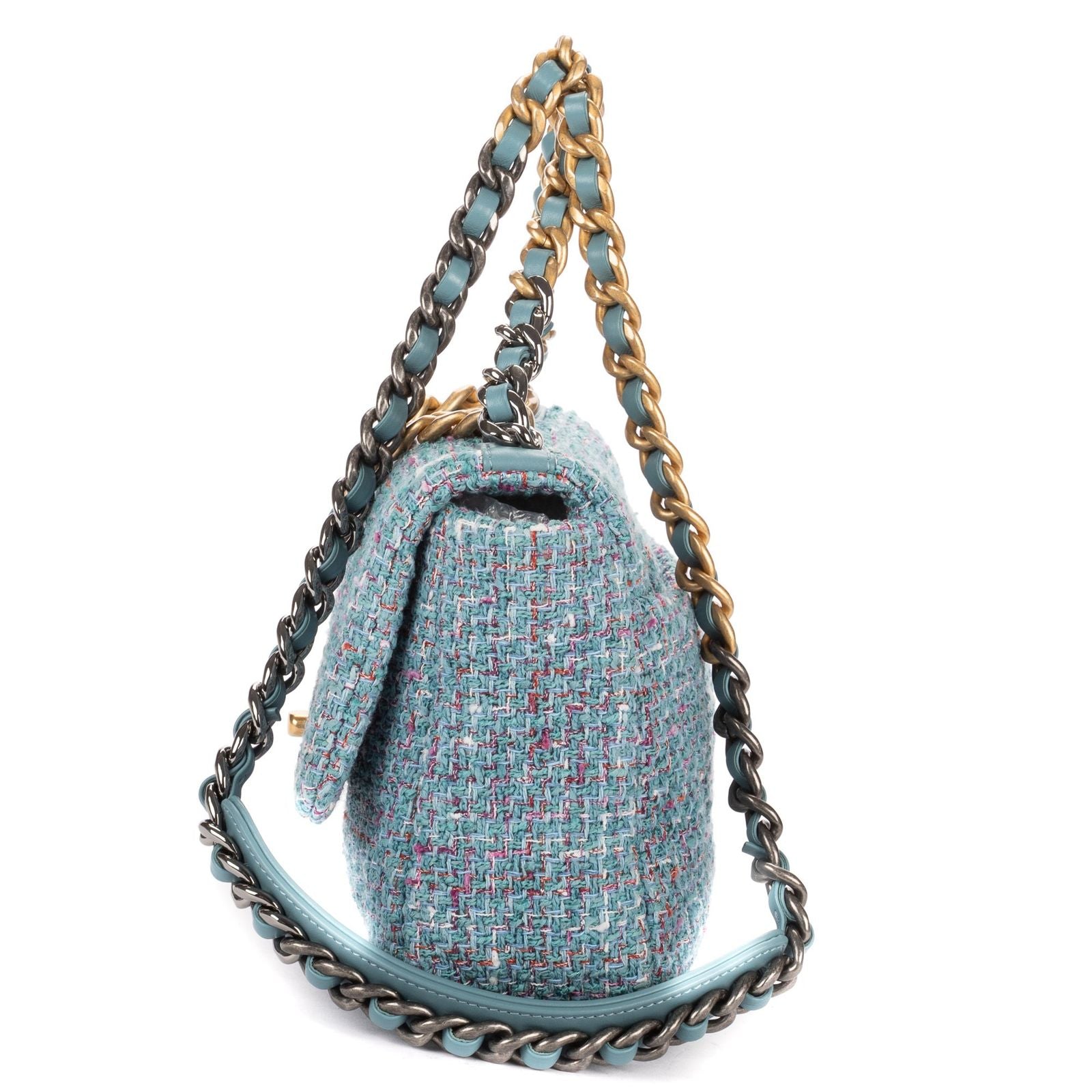 Chanel Flap Bag Blue Quilted Tweed — view 3