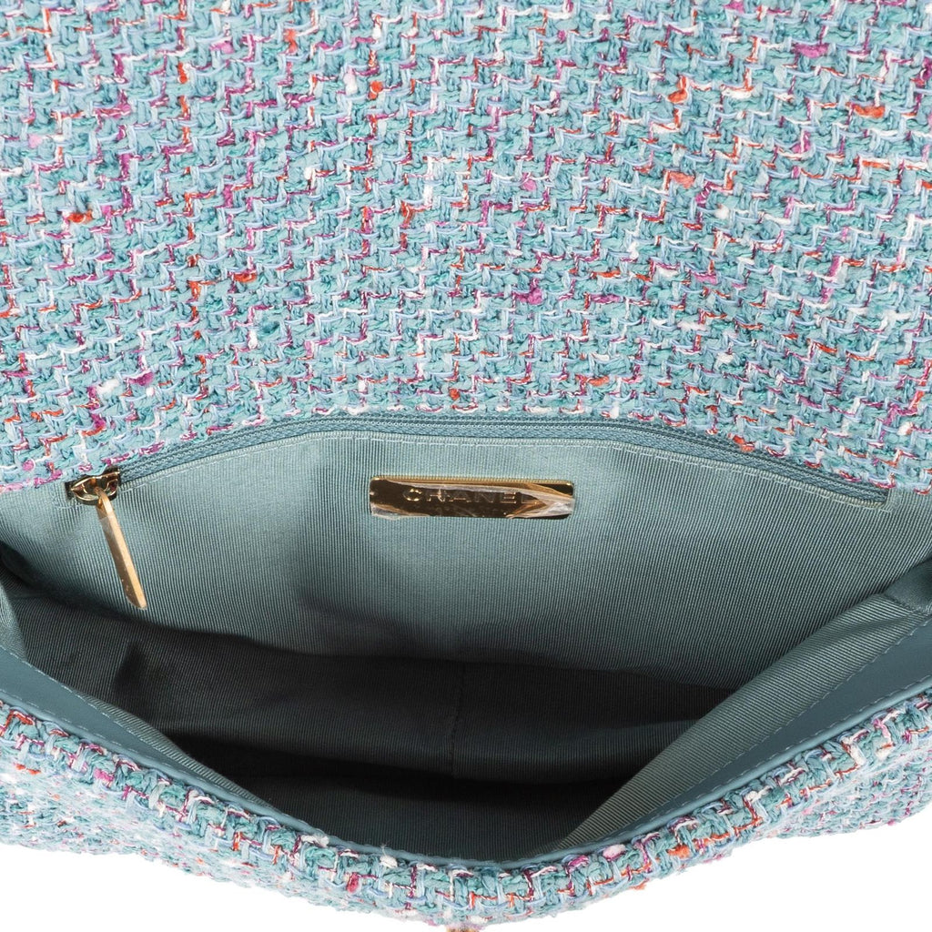 Chanel Flap Bag Blue Quilted Tweed — view 9
