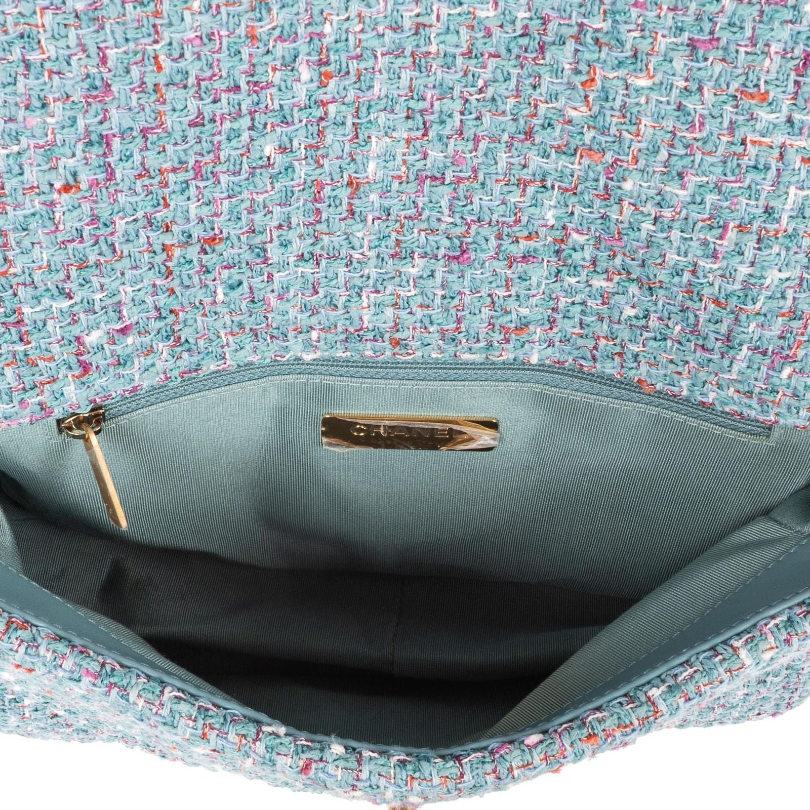 Chanel Flap Bag Blue Quilted Tweed — view 9
