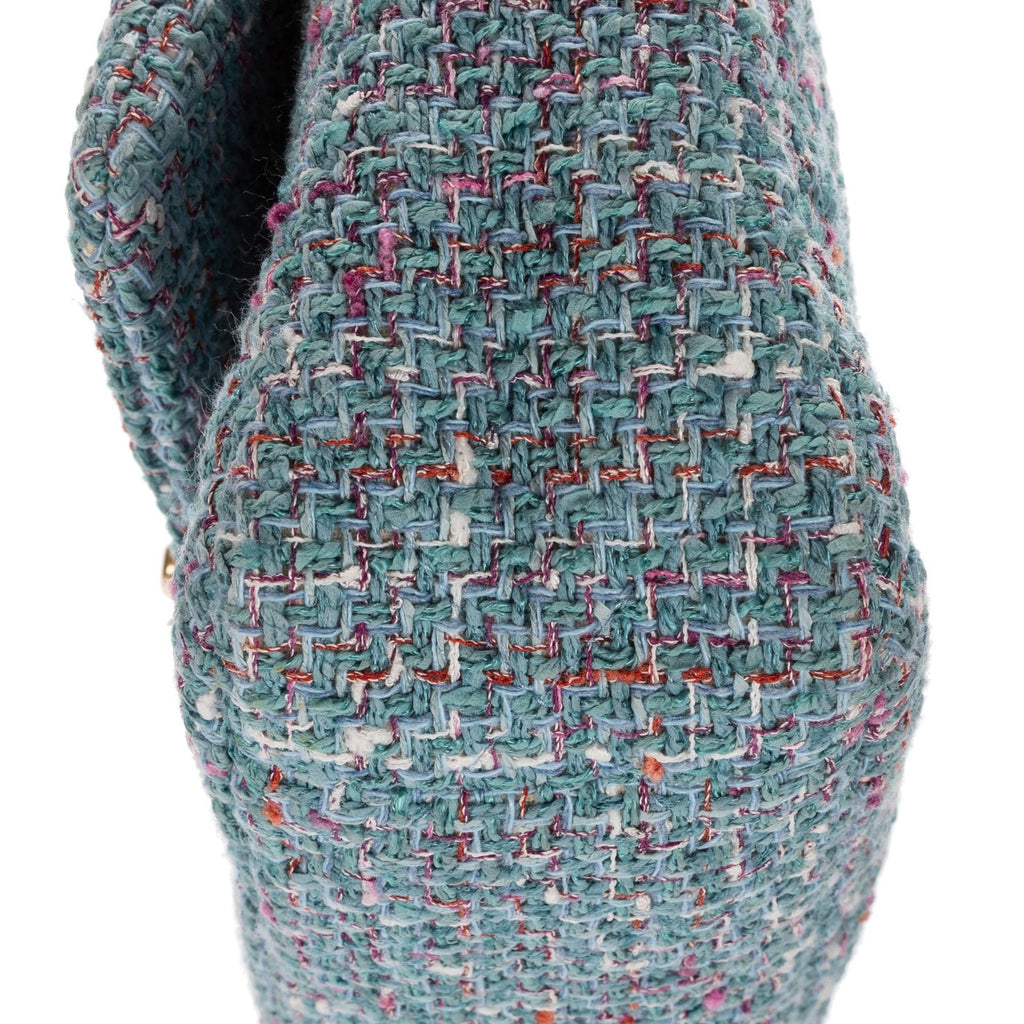 Chanel Flap Bag Blue Quilted Tweed — view 7