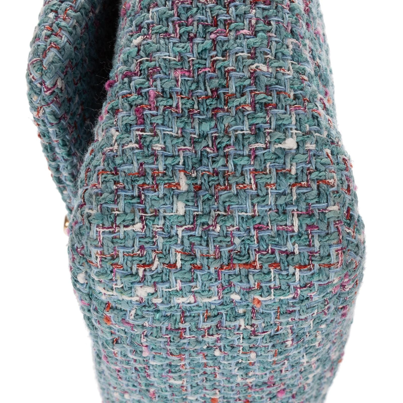 Chanel Flap Bag Blue Quilted Tweed — view 7