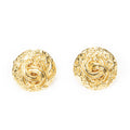 Chanel CC Logo Round Clip Type Earrings Gold Plated