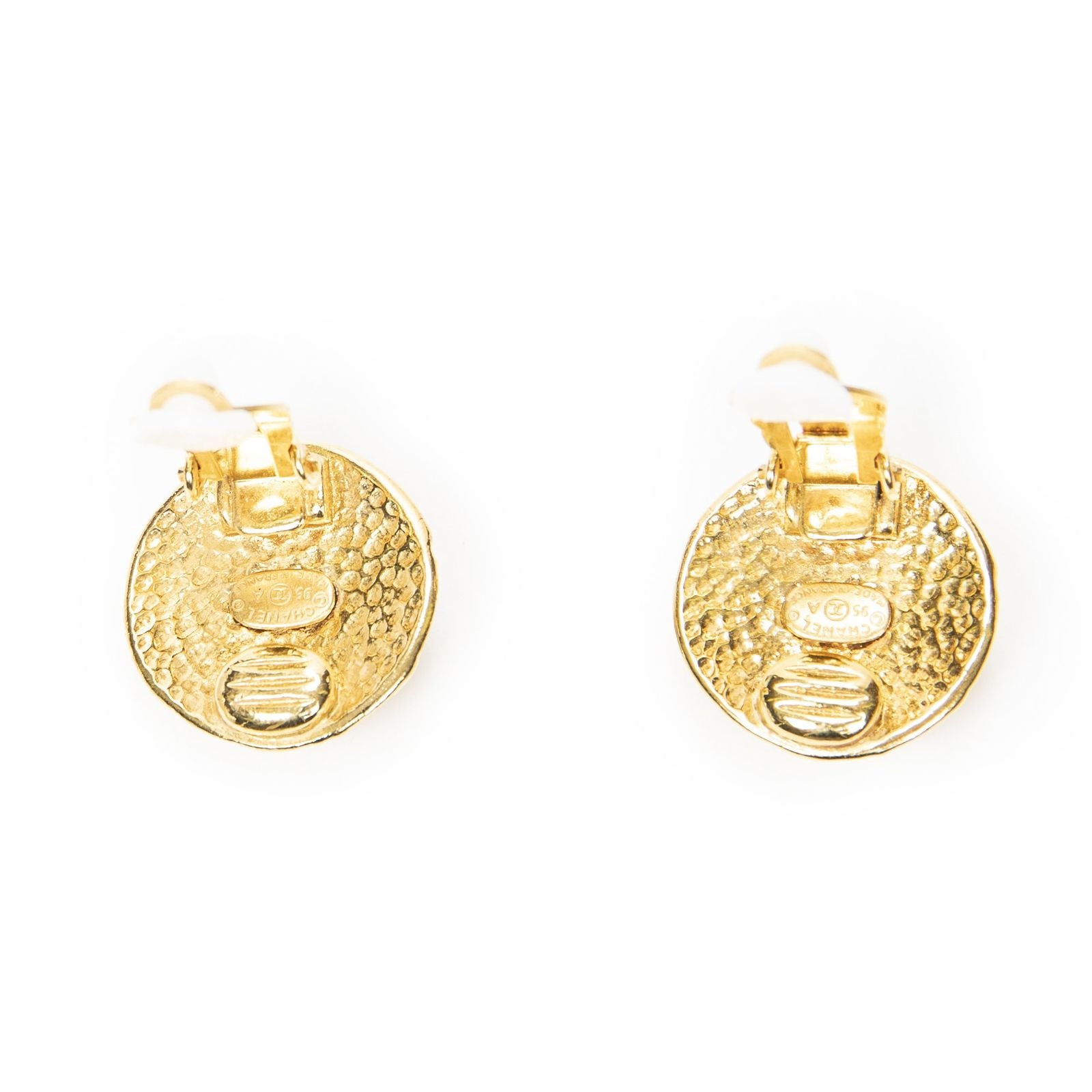 Chanel CC Logo Round Clip Type Earrings Gold Plated — view 3