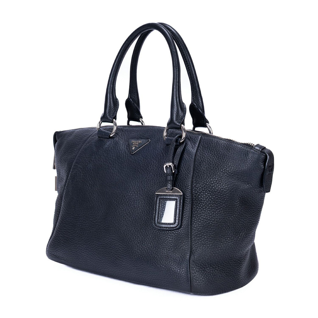 Prada Shopping Tote Black Vitello Daino — view 2