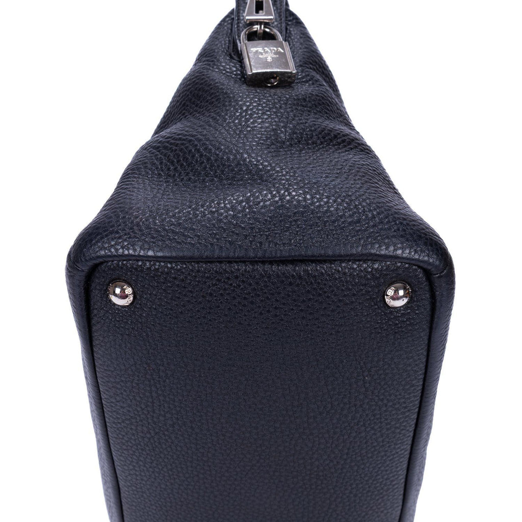 Prada Shopping Tote Black Vitello Daino — view 8
