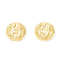 Chanel CC Logo Round Clip Type Earrings Gold Plated