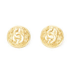 Chanel CC Logo Round Clip Type Earrings Gold Plated