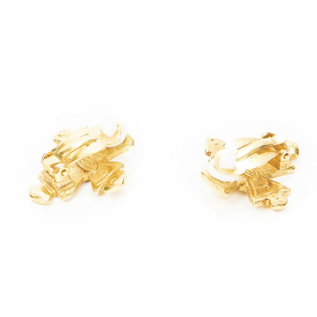 Chanel CC Logo Clip Type Earrings Gold Plated — view 2