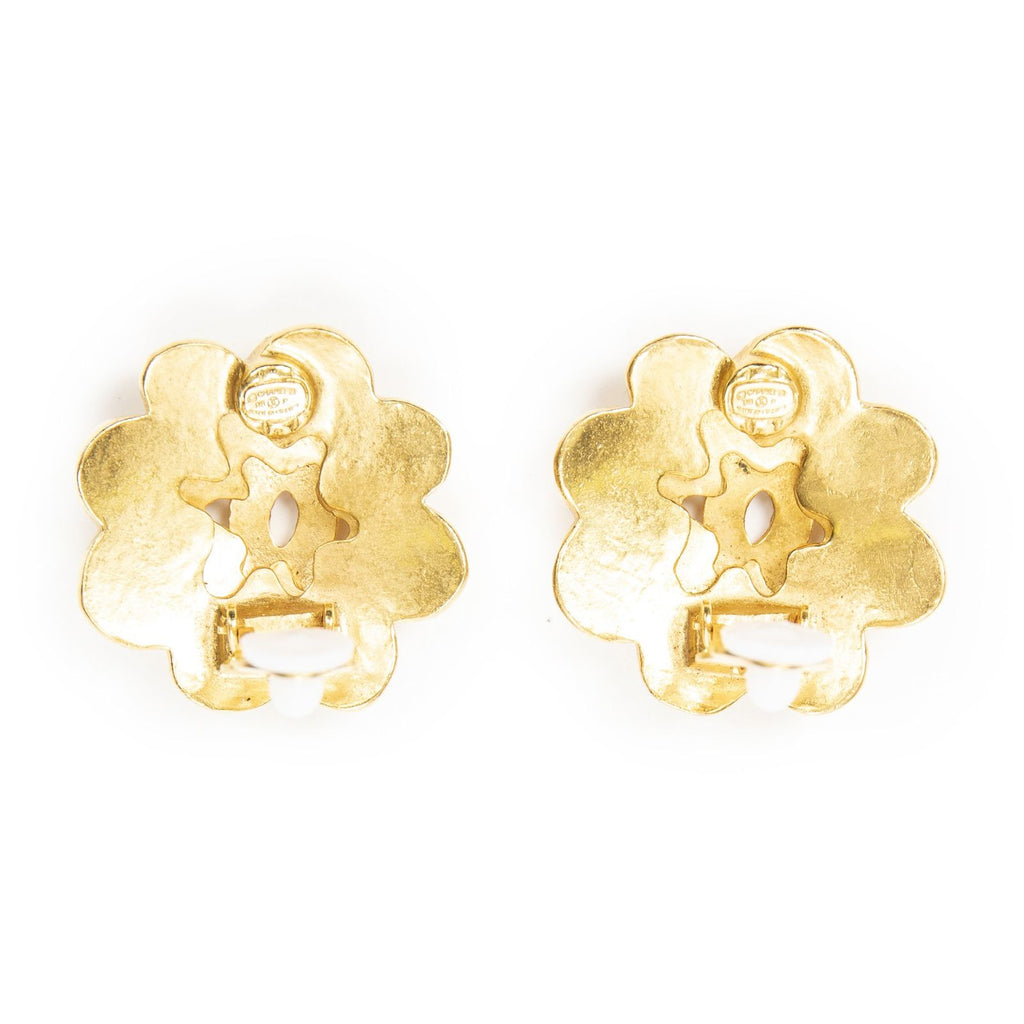 Chanel CC Logo Clip Type Earrings Gold Plated — view 3