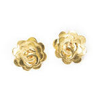 Chanel CC Logo Clip Type Earrings Gold Plated