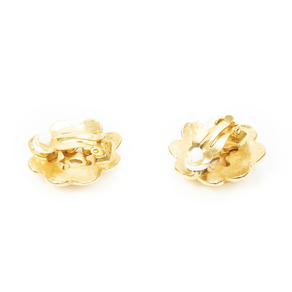 Chanel CC Logo Clip Type Earrings Gold Plated — view 2